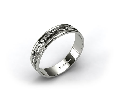 Palladium 6mm Arrow Design Comfort Fit Wedding Band